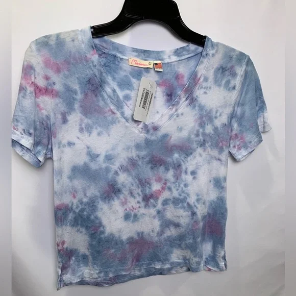 Anthropologie MaronieTie Dye Knit T-Shirt Blue Sm NEW - Picture 2 of 4